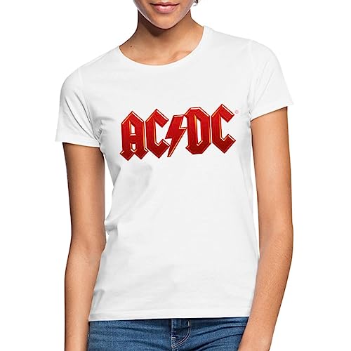 Spreadshirt AC/DC Klassisches Logo Mit Blitz Frauen T-Shirt, M, weiß von Spreadshirt