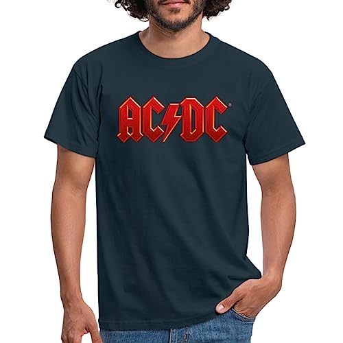 Spreadshirt AC/DC Klassisches Logo Mit Blitz Männer T-Shirt, L, Navy von Spreadshirt