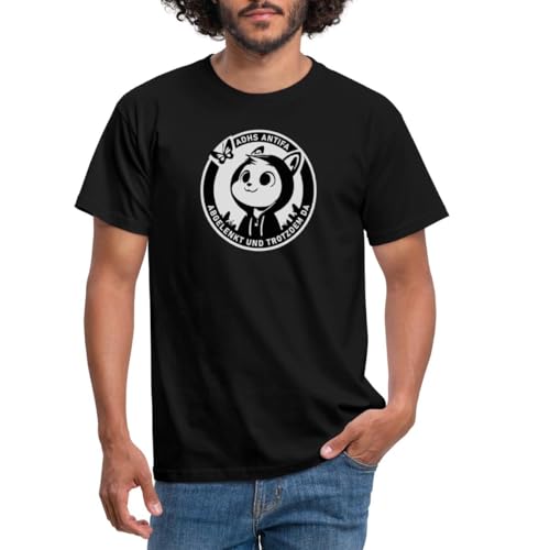 Spreadshirt ADHS Antifa Abgelenkt Und Trotzdem Da Männer T-Shirt, XXL, Schwarz von Spreadshirt