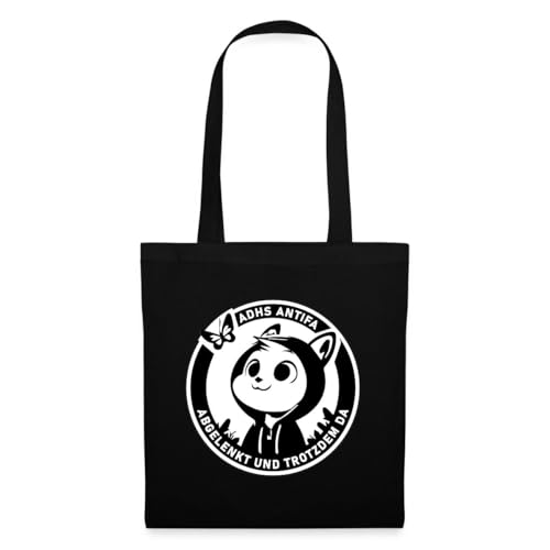 Spreadshirt ADHS Antifa Abgelenkt Und Trotzdem Da Einkaufstasche, One size, Schwarz von Spreadshirt