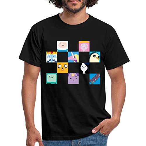 Spreadshirt Adventure Time Mit Finn Und Jake Charaktere Kachel Männer T-Shirt, L, Schwarz von Spreadshirt