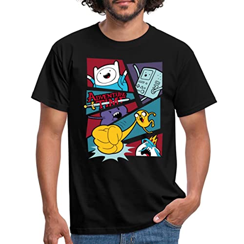 Spreadshirt Adventure Time Mit Finn Und Jake Comic Felder Männer T-Shirt, M, Schwarz von Spreadshirt