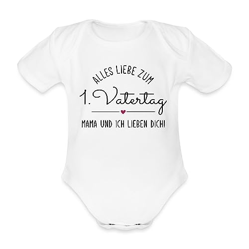 Spreadshirt Alles Liebe Zum 1. Vatertag Mama Und Ich Lieben Dich Baby Bio-Kurzarm-Body, 56 (0-1 M.), weiß von Spreadshirt