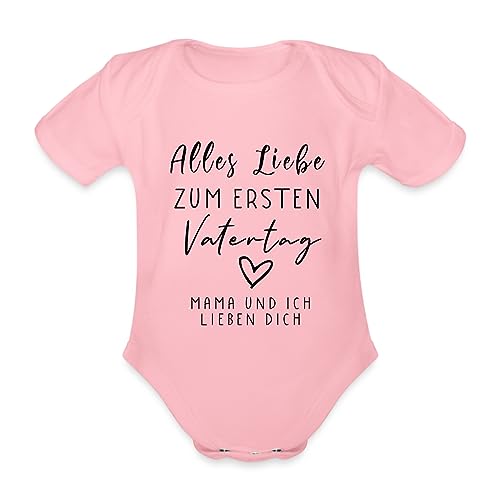 Spreadshirt Alles Liebe Zum Ersten Vatertag Papa Geschenk Baby Bio-Kurzarm-Body, 62 (2-3 M.), Hellrosa von Spreadshirt