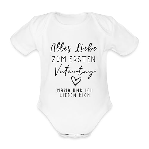 Spreadshirt Alles Liebe Zum Ersten Vatertag Papa Geschenk Baby Bio-Kurzarm-Body, 68 (3-6 M.), weiß von Spreadshirt