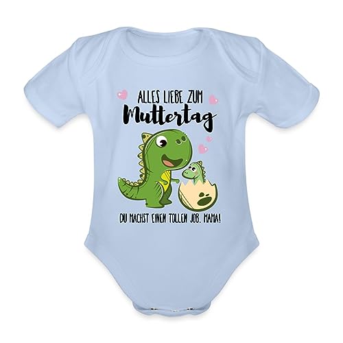 Spreadshirt Alles Liebe Zum Muttertag Dinos Toller Job Mama Baby Bio-Kurzarm-Body, 74 (6-9 M.), Sky von Spreadshirt