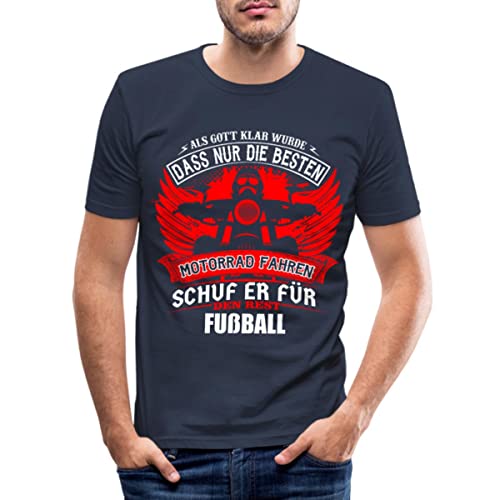 Spreadshirt Als Gott Klar Wurde DASS Nur Die Besten Motorrad Fahren Spruch Männer Slim Fit T-Shirt, XL, Navy von Spreadshirt