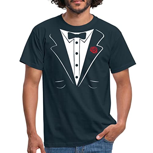 Spreadshirt Anzug Tuxedo Smoking Lustig Fasching Karneval Witzig Männer T-Shirt, M, Navy von Spreadshirt