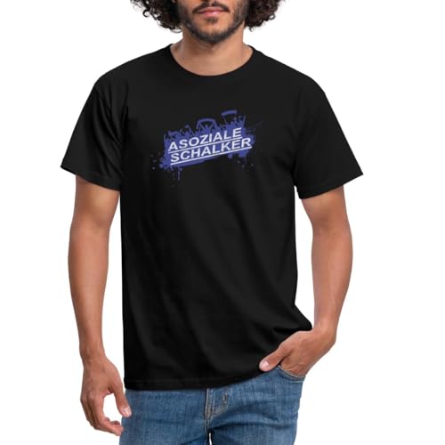 Spreadshirt Asoziale Schalker Fan Design Schalke Fußball Männer T-Shirt, 3XL, Schwarz von Spreadshirt
