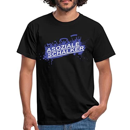 Spreadshirt Asoziale Schalker Fan Design Schalke Fußball Männer T-Shirt, 4XL, Schwarz von Spreadshirt