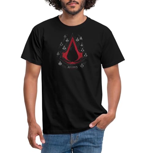 Spreadshirt Assassin's Creed Rotes Logo Mit Symbolen Männer T-Shirt, L, Schwarz von Spreadshirt