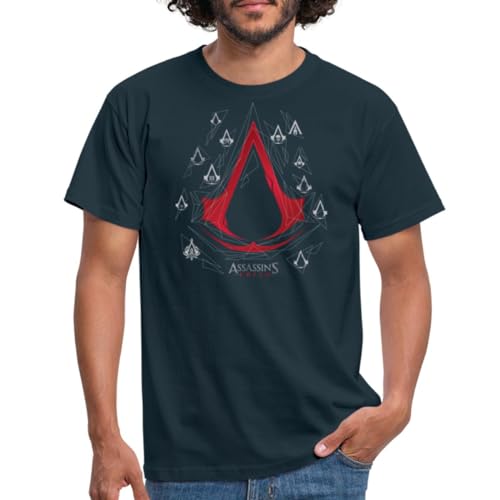 Spreadshirt Assassin's Creed Rotes Logo Mit Symbolen Männer T-Shirt, M, Navy von Spreadshirt