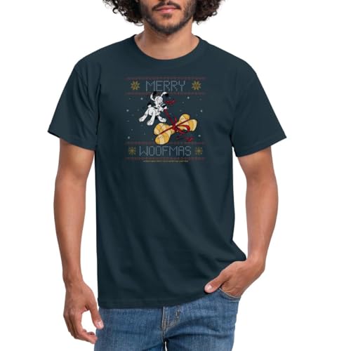 Spreadshirt Asterix - Idefix Merry Weihnachten Ugly Christmas Männer T-Shirt, XL, Navy von Spreadshirt
