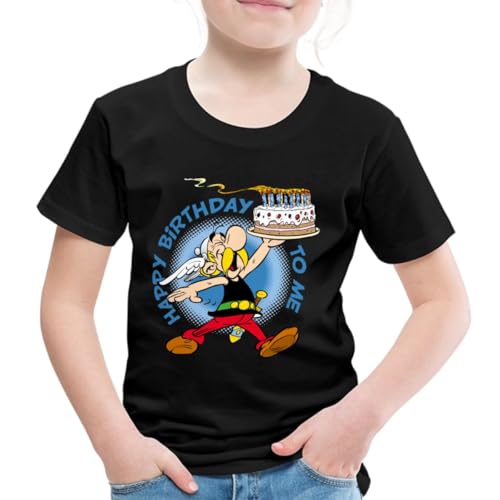 Spreadshirt Asterix & Obelix Asterix Alles Gute Zum Geburtstag Kinder Premium T-Shirt, 122/128 (6 Jahre), Schwarz von Spreadshirt