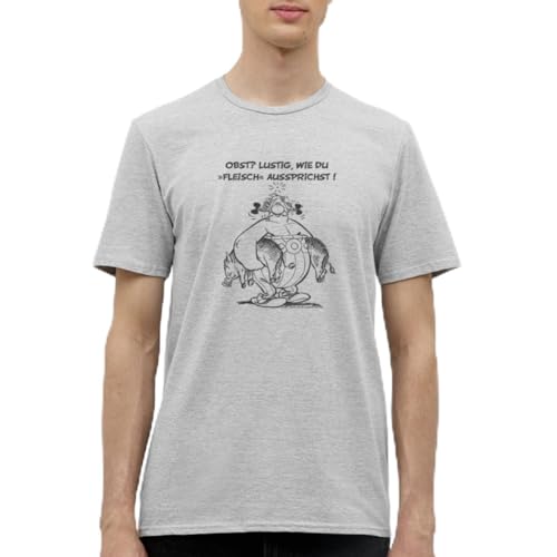 Spreadshirt Asterix und Obelix Fleisch Obst Sprüche Männer T-Shirt, 4XL, Grau meliert von Spreadshirt