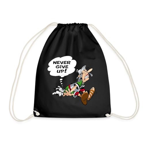 Spreadshirt Asterix & Obelix Gib Niemals Auf Spruch Turnbeutel, One size, Schwarz von Spreadshirt