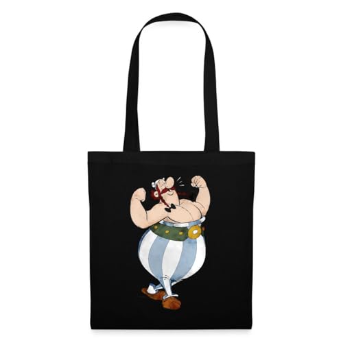 Spreadshirt Asterix & Obelix Glücklich Muskeln Einkaufstasche, One size, Schwarz von Spreadshirt