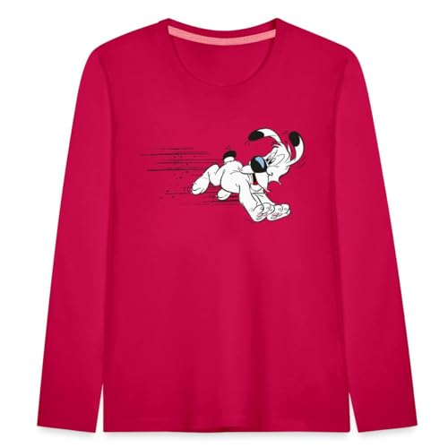 Spreadshirt Asterix & Obelix Idefix Hat Es Eilig Kinder Premium Langarmshirt, 110/116 (4 Jahre), Dunkles Pink von Spreadshirt