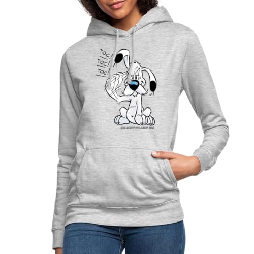Spreadshirt Asterix & Obelix Idefix Klopft TOC TOC TOC Frauen Hoodie, L, Hellgrau meliert von Spreadshirt
