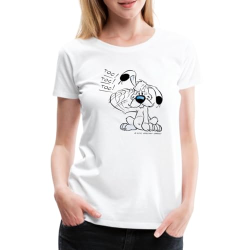 Spreadshirt Asterix & Obelix Idefix Klopft TOC TOC TOC Frauen Premium T-Shirt, 3XL, weiß von Spreadshirt
