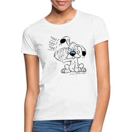 Spreadshirt Asterix & Obelix Idefix Klopft TOC TOC TOC Frauen T-Shirt, XL, weiß von Spreadshirt