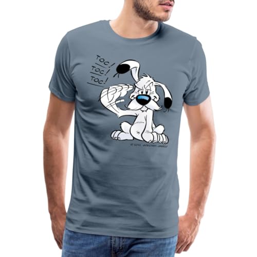 Spreadshirt Asterix & Obelix Idefix Klopft TOC TOC TOC Männer Premium T-Shirt, 3XL, Blaugrau von Spreadshirt