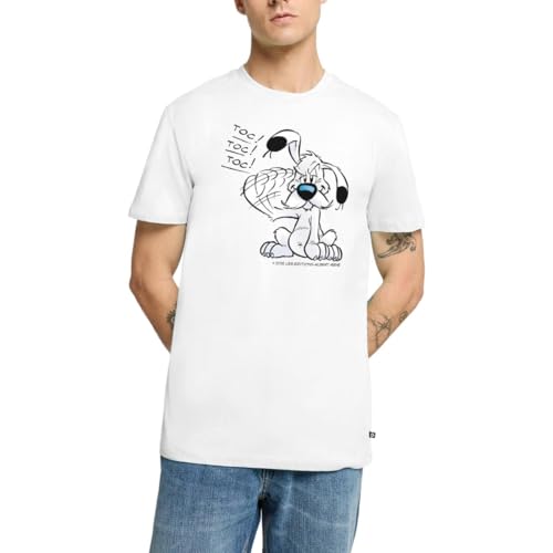 Spreadshirt Asterix & Obelix Idefix Klopft TOC TOC TOC Männer Premium T-Shirt, S, Weiß von Spreadshirt