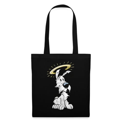 Spreadshirt Asterix & Obelix Idefix Mit Heiligenschein Einkaufstasche, One size, Schwarz von Spreadshirt