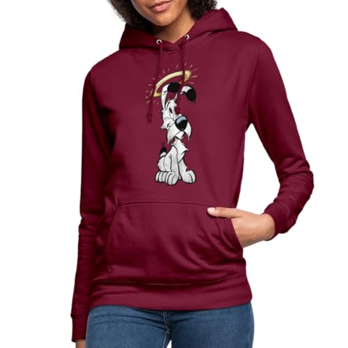 Spreadshirt Asterix & Obelix Idefix Mit Heiligenschein Frauen Hoodie, L, Bordeaux von Spreadshirt