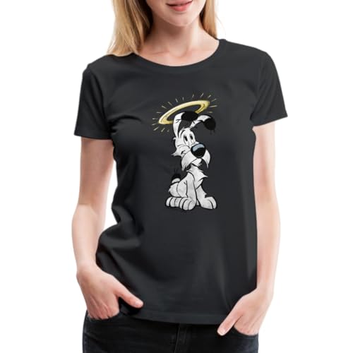 Spreadshirt Asterix & Obelix Idefix Mit Heiligenschein Frauen Premium T-Shirt, XL, Schwarz von Spreadshirt