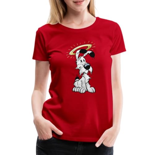 Spreadshirt Asterix & Obelix Idefix Mit Heiligenschein Frauen Premium T-Shirt, XXL, Rot von Spreadshirt