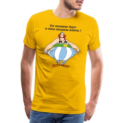 Spreadshirt Asterix und Obelix Körper Gesundheit Spruch Männer Premium T-Shirt, 3XL, Sonnengelb von Spreadshirt