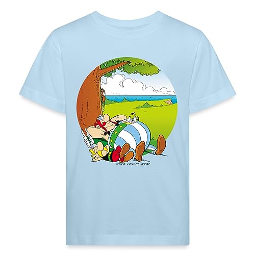 Spreadshirt Asterix & Obelix Machen Siesta Mit Idefix Kinder Bio-T-Shirt, 122/128 (7-8 Jahre), Hellblau von Spreadshirt