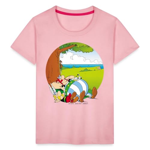 Spreadshirt Asterix & Obelix Machen Siesta Mit Idefix Kinder Premium T-Shirt, 122/128 (6 Jahre), Hellrosa von Spreadshirt