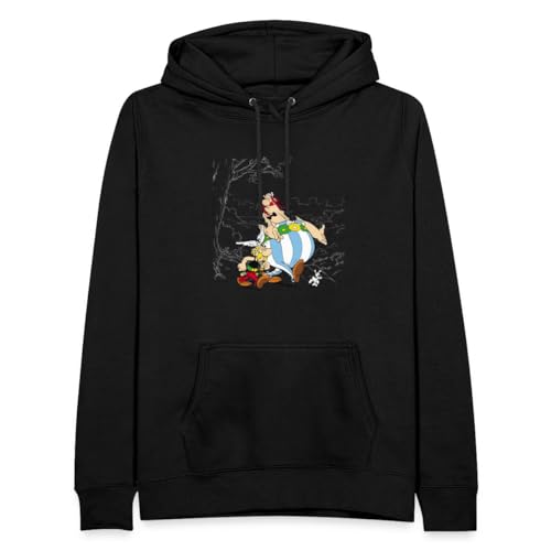 Spreadshirt Asterix & Obelix gehen mit Idefix Spazieren Frauen Hoodie, XXL, Schwarz von Spreadshirt