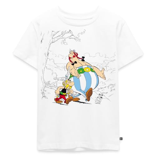 Spreadshirt Asterix & Obelix gehen mit Idefix Spazieren Kinder Premium T-Shirt, 122/128 (6 Jahre), Weiß von Spreadshirt