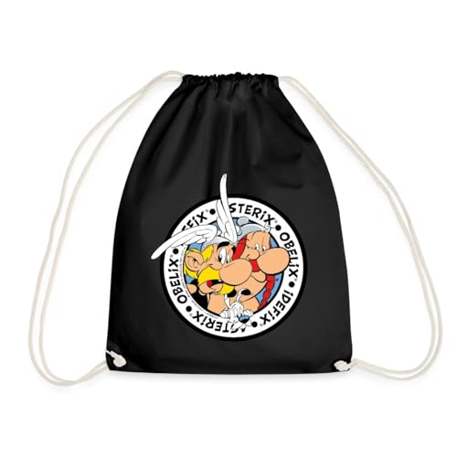 Spreadshirt Asterix & Obelix Mit Idefix Abenteuer Turnbeutel, One size, Schwarz von Spreadshirt