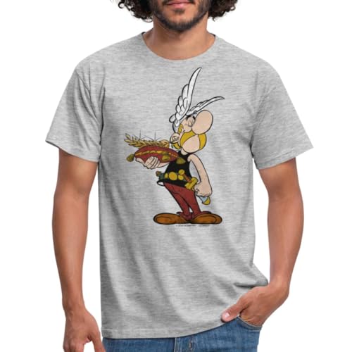 Spreadshirt Asterix & Obelix Mit Trophäe Männer T-Shirt, L, Grau meliert von Spreadshirt