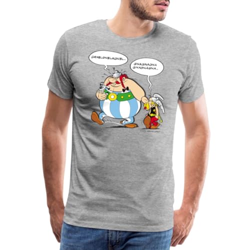 Spreadshirt Asterix & Obelix Schmollend Streit Beleidigt Männer Premium T-Shirt, XL, Grau meliert von Spreadshirt