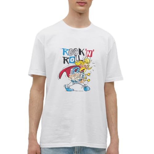 Spreadshirt Asterix & Obelix Troubadix Singt Rock'n'Roll Männer T-Shirt, M, weiß von Spreadshirt