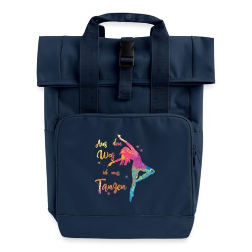 Spreadshirt Aus Dem Weg Ich Muss Tanzen Tänzerin Rolltop Rucksack mit zwei Griffen, One size, Navy von Spreadshirt