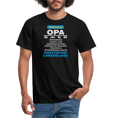 Spreadshirt BD Firma Opa GmbH Kostenfrei Lebenslang Vatertag Rahmenlos Geburtstag Geschenk Männer T-Shirt, XXL, Schwarz von Spreadshirt