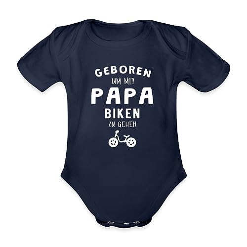 Spreadshirt Baby Geburt Geboren Um Mit Papa Zu Biken Geschenkidee Baby Bio-Kurzarm-Body, 80 (9-12 M.), Dunkelnavy von Spreadshirt