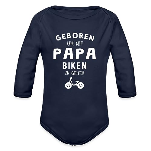 Spreadshirt Baby Geburt Geboren Um Mit Papa Zu Biken Geschenkidee Baby Bio-Langarm-Body, 74 (6-9 M.), Dunkelnavy von Spreadshirt