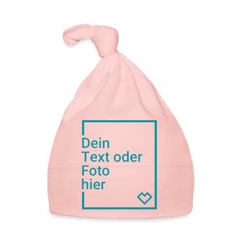 Spreadshirt Baby Mützchen Selbst Gestalten Mit Foto Oder Text | Personalisierbare Baby Bio-Mütze, One Size, Rosa von Spreadshirt