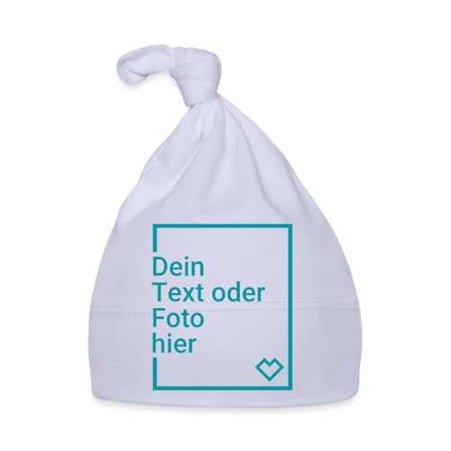 Spreadshirt Baby Mützchen Selbst Gestalten Mit Foto Oder Text | Personalisierbare Baby Bio-Mütze, One Size, Sky von Spreadshirt