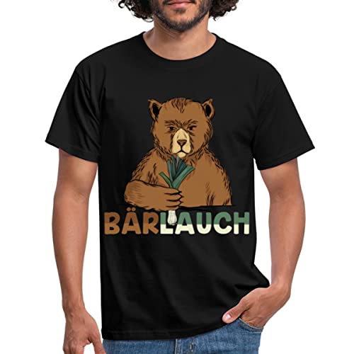 Spreadshirt Bärlauch Bär Lauch Braunbär Wortspiel Witzig Männer T-Shirt, XXL, Schwarz von Spreadshirt