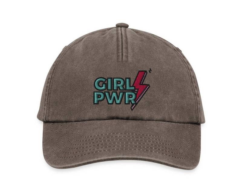 Spreadshirt Baseball Cap Gestickter GIRL PWR Mit Blitz Für Mehr Power Vintage Cap (1-St) von Spreadshirt