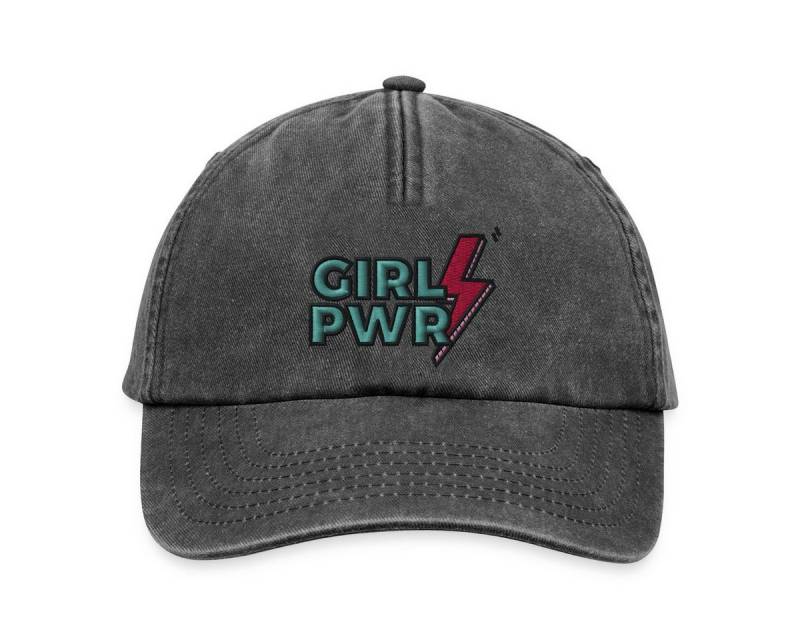 Spreadshirt Baseball Cap Gestickter GIRL PWR Mit Blitz Für Mehr Power Vintage Cap (1-St) von Spreadshirt