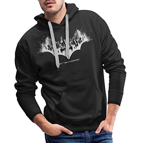 Spreadshirt Batman 80 Jahre Gotham Männer Premium Hoodie, XL, Schwarz von Spreadshirt